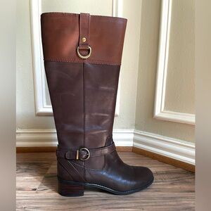 Bandolino Bd Carmine Brown Leather Boots Women’s US Size 8.5M | Low Heel Boots